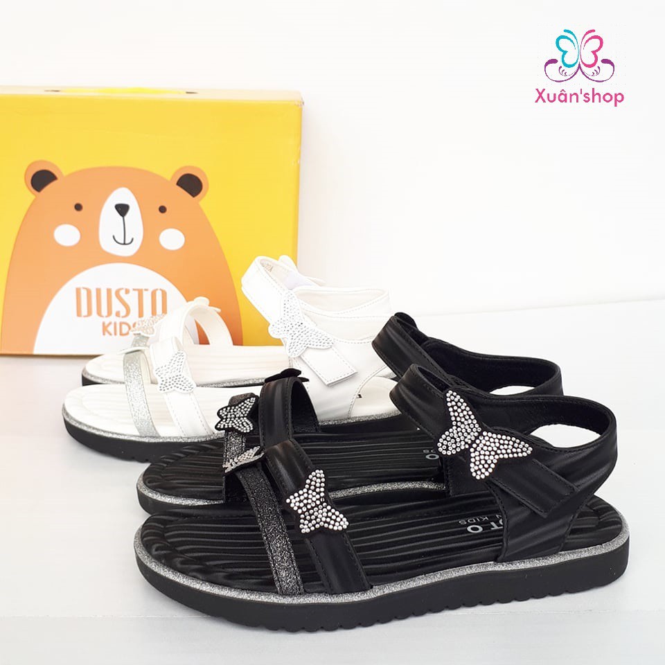 Sandal bé gái hãng Dusto đính nơ xinh xắn, da mềm, lót đế êm thuộc dòng sản phẩm Dusto Kid