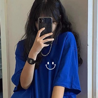 Áo thun nữ tay lửng màu xanh dương phong cách hàn quốc mới