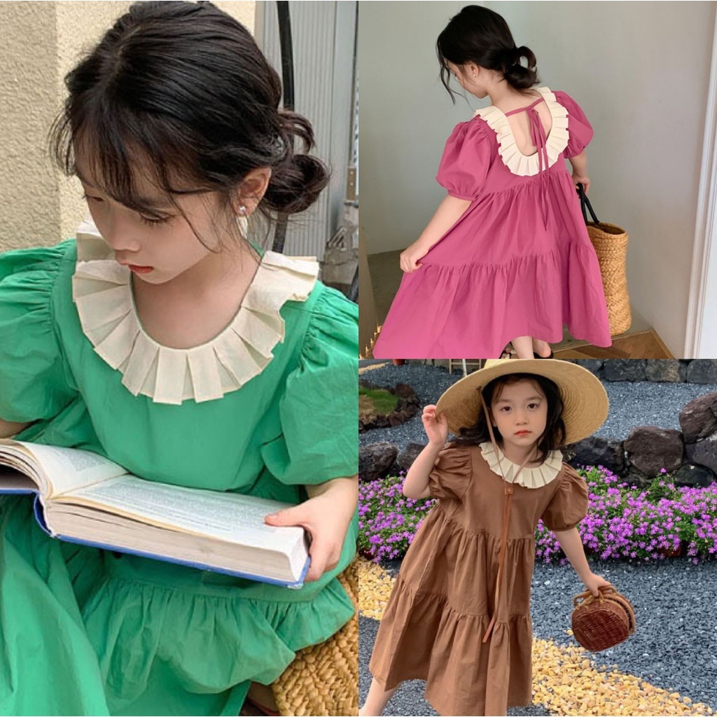 Đầm xòe IQ ANGEL tay phồng thời trang xinh xắn cho bé gái