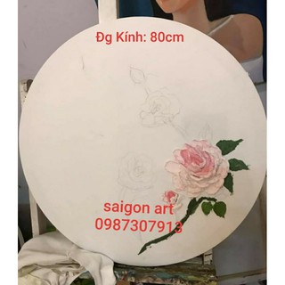 Khung Tròn Cotton Tốt Đã Căng Sẵn Vẽ Tranh-Đường Kính 80,85,90cm* Dầy 1,8cm