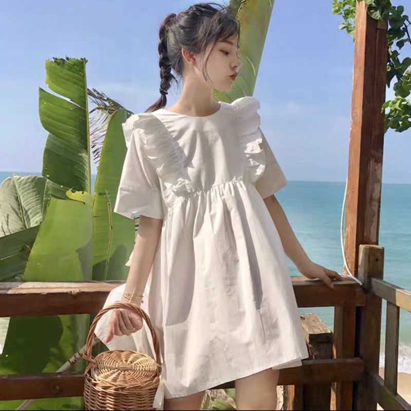 Đầm baby doll bèo nơ lưng