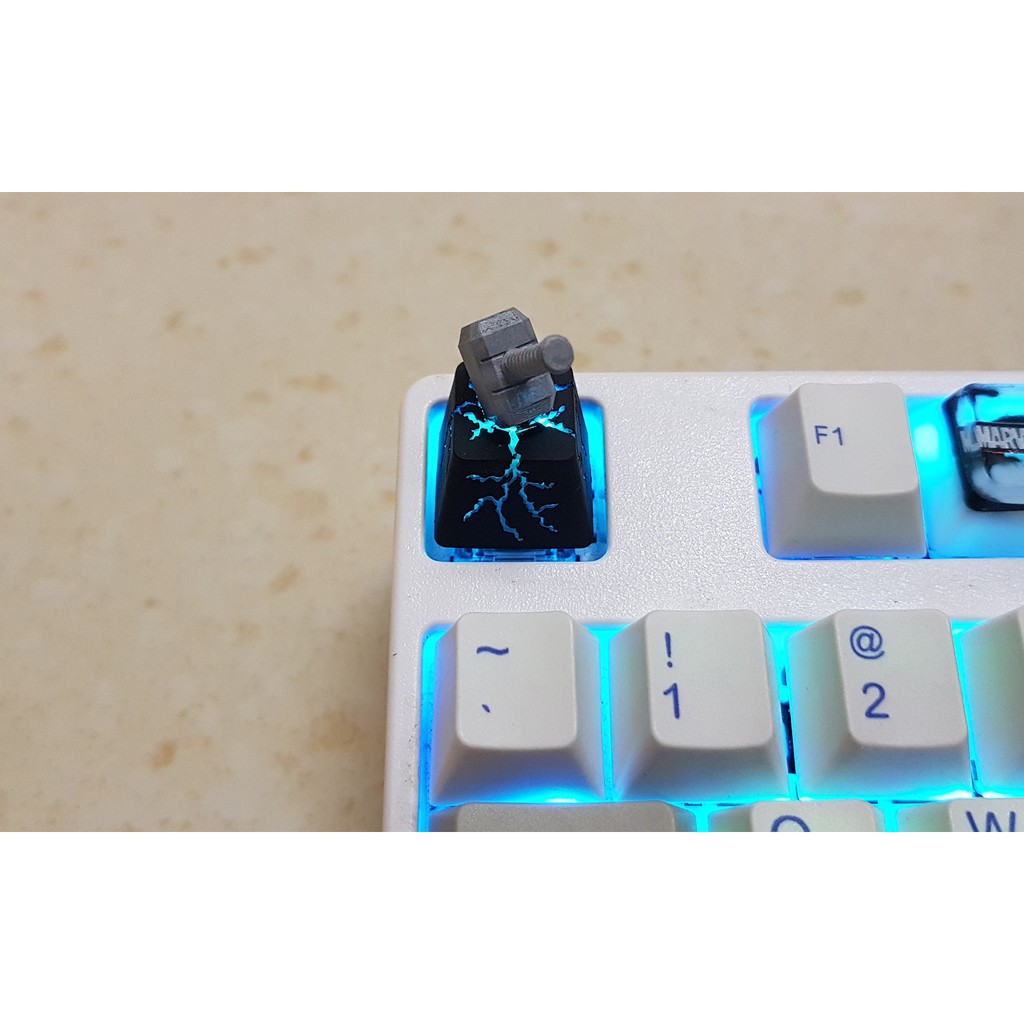 Keycap búa thor artisan handmade xuyên led mẫu mới nút phím lắp cho bàn phím cơ Thor Marvel anime Hammer Mjolnir