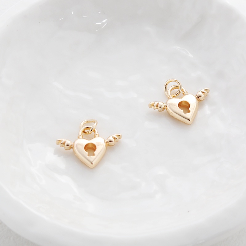 Mặt Dây Chuyền Bằng Đồng Mạ Vàng 14k Hình Cánh Thiên Thần 13 * 18mm