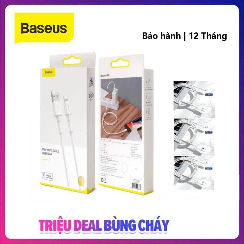 Cáp sạc nhanh, siêu bền Baseus Mini White/ Cáp từ tính nam châm dùng cho Smartphone/ Tablet (Type C/ Lightning/ Micro)