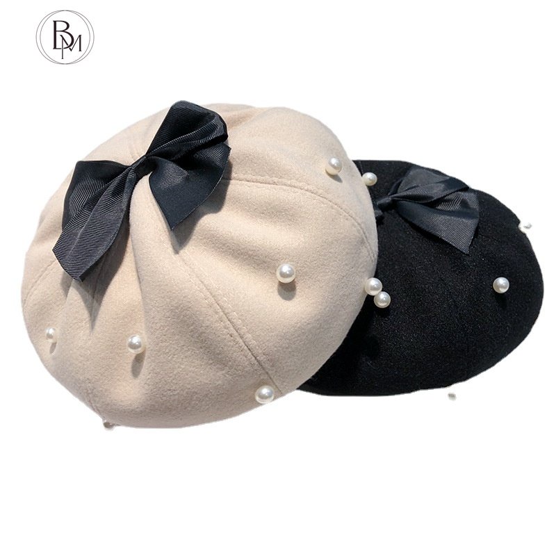 Mũ nồi BANMA đính nơ ngọc trai nhân tạo phong cách lolita Nhật Bản