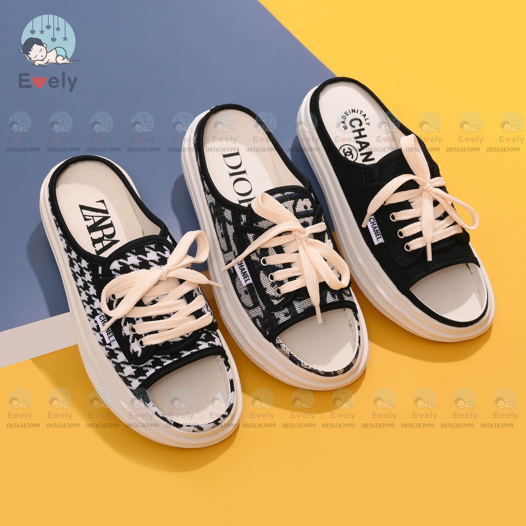 Giày Sục Vải Hở Mũi Buộc Dây Đế Bánh Mì Cao 3 Phân Dép Thời Trang Nữ Kiểu Sục Phong Cách Hàn Quốc Hót Nhất 2022