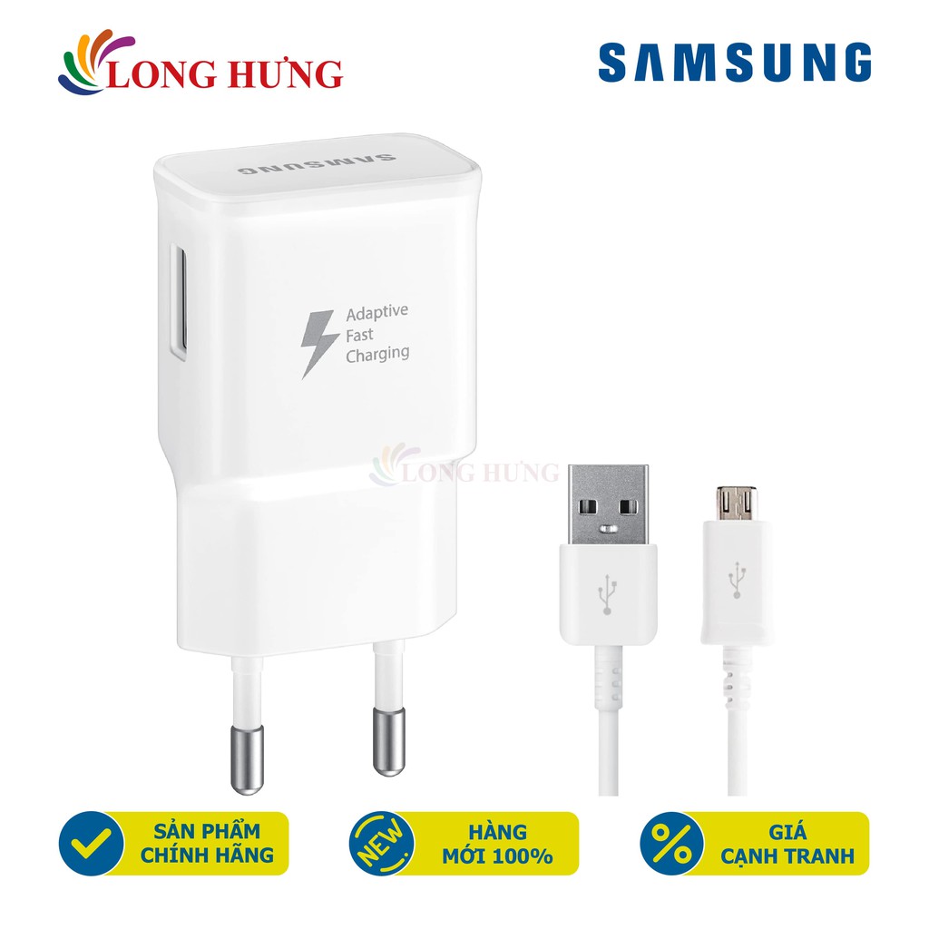 Combo cốc sạc Samsung Travel Adapter PD15W 1USB + Cáp Micro USB 1.5m EP-TA20EWEUGWW - Hàng chính hãng
