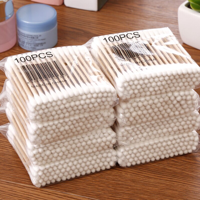 Bộ 100 Tăm Bông Cotton Hai Đầu Dùng Để Vệ Sinh Cho Bé