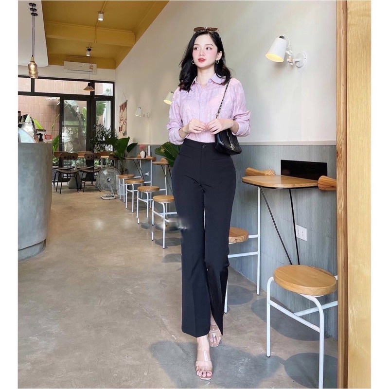 Quần nữ ống loe hàng thiết kế đủ size dễ phối hợp với các loại áo thời trang GEM.VN