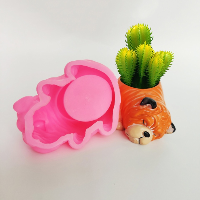 Khuôn silicone làm chậu cây mọng nước hình chú chó DIY