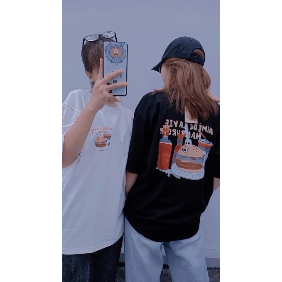 Áo Thun Tay Lỡ ADLV Humburger, Form rộng oversize, áo phông unisex, chất liệu Cotton - KKIM Shop