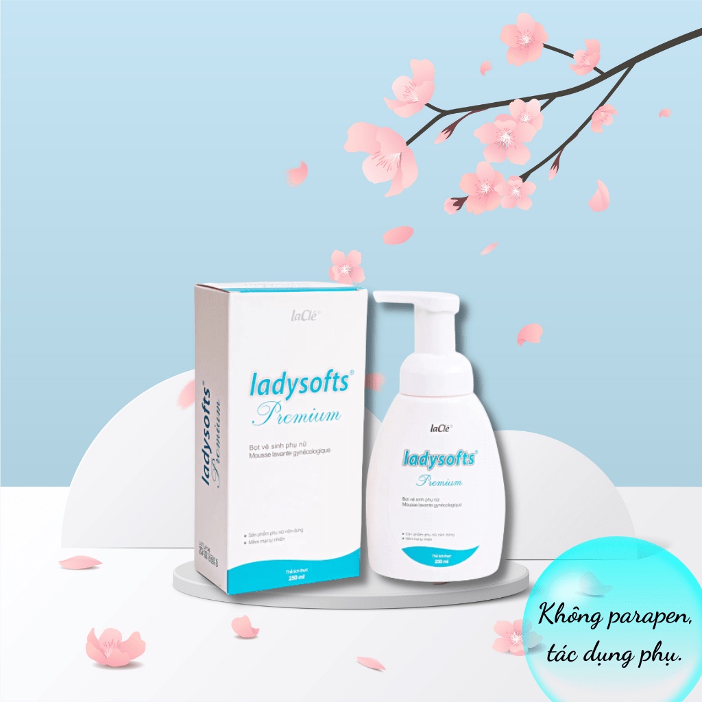 Bọt rửa phụ khoa LaClé ladysoft premium 250ml - Tặng kèm dung dịch vệ sinh phụ nữ laclé ladycare 100ml