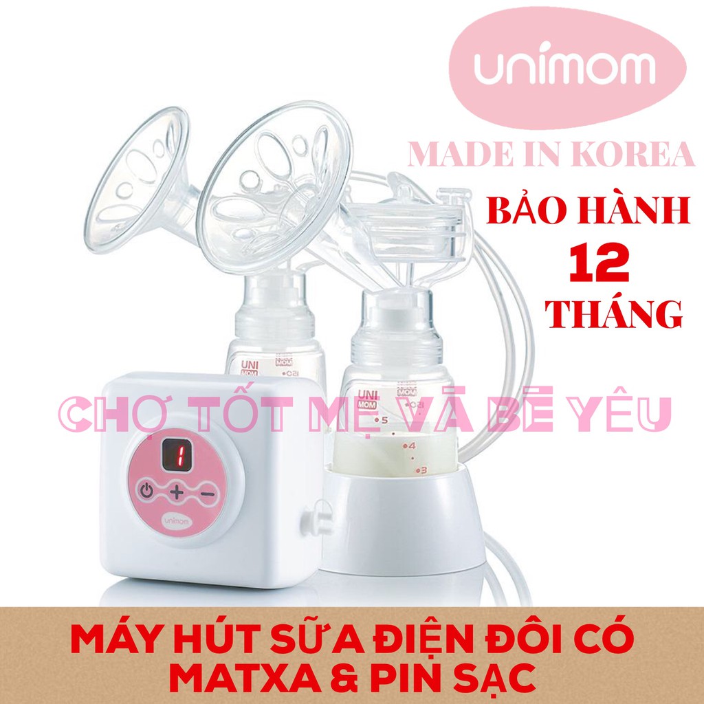 MÁY HÚT SỮA ĐIỆN ĐÔI UNIMOM CÓ MATXA VÀ PIN SẠC