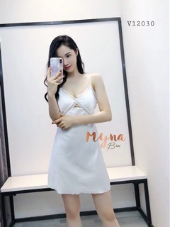 V12030 VÁY NGỦ LỤA CHÉO NGỰC ( CÓ ĐỆM)