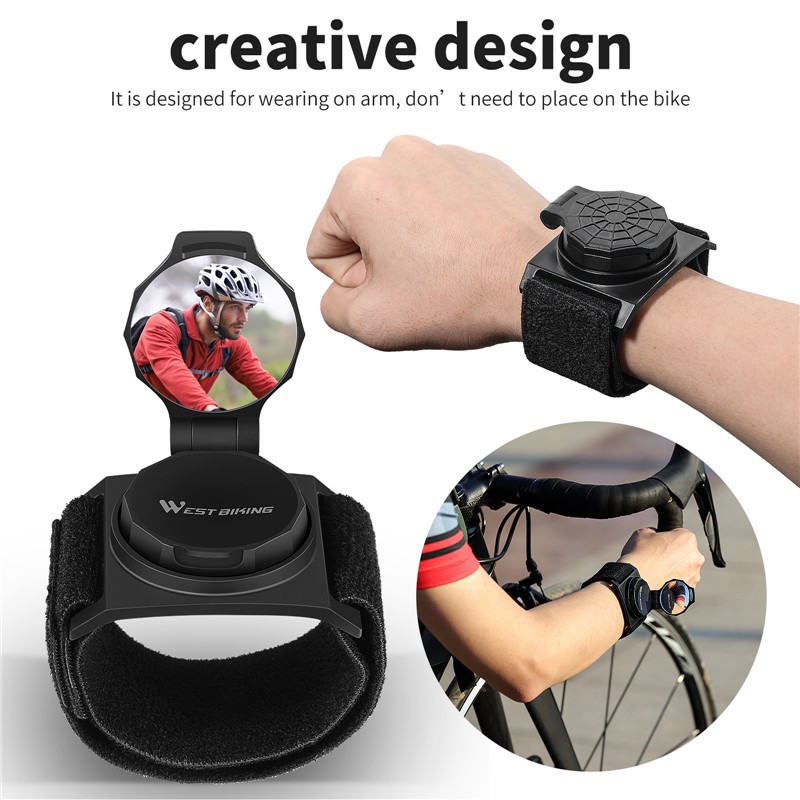 Gương chiếu hậu WEST BIKING xoay 360 độ đeo tay an toàn tiện dụng khi đạp xe