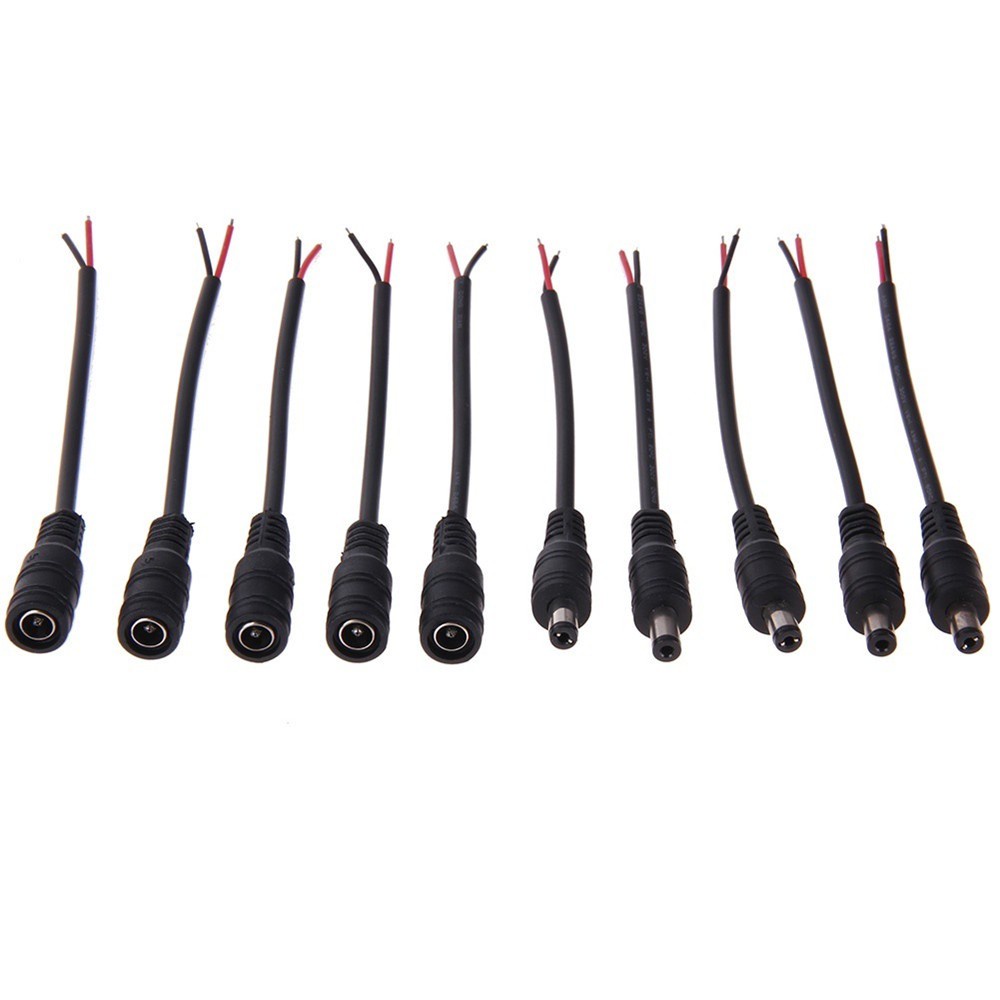 Bộ 5 Cặp Dây Cáp Nối Dc Led 15cm Dài 5.5x2.1mm 12v Nhiều Màu Sắc