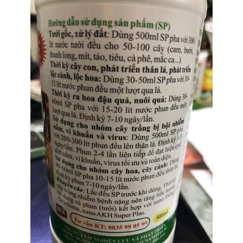 Công nghệ Nano chuyên dùng cho trồng trọt/ cây ăn quả Nano Canxi Super - Nano Đồng OxyClorua - Nano Bạc Đồng Super