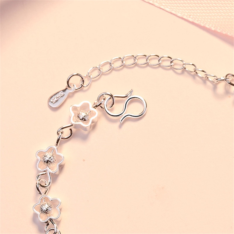 Vòng Đeo Tay Bạc 925S Họa Tiết Hoa Quyến Rũ Dành Cho Nữ