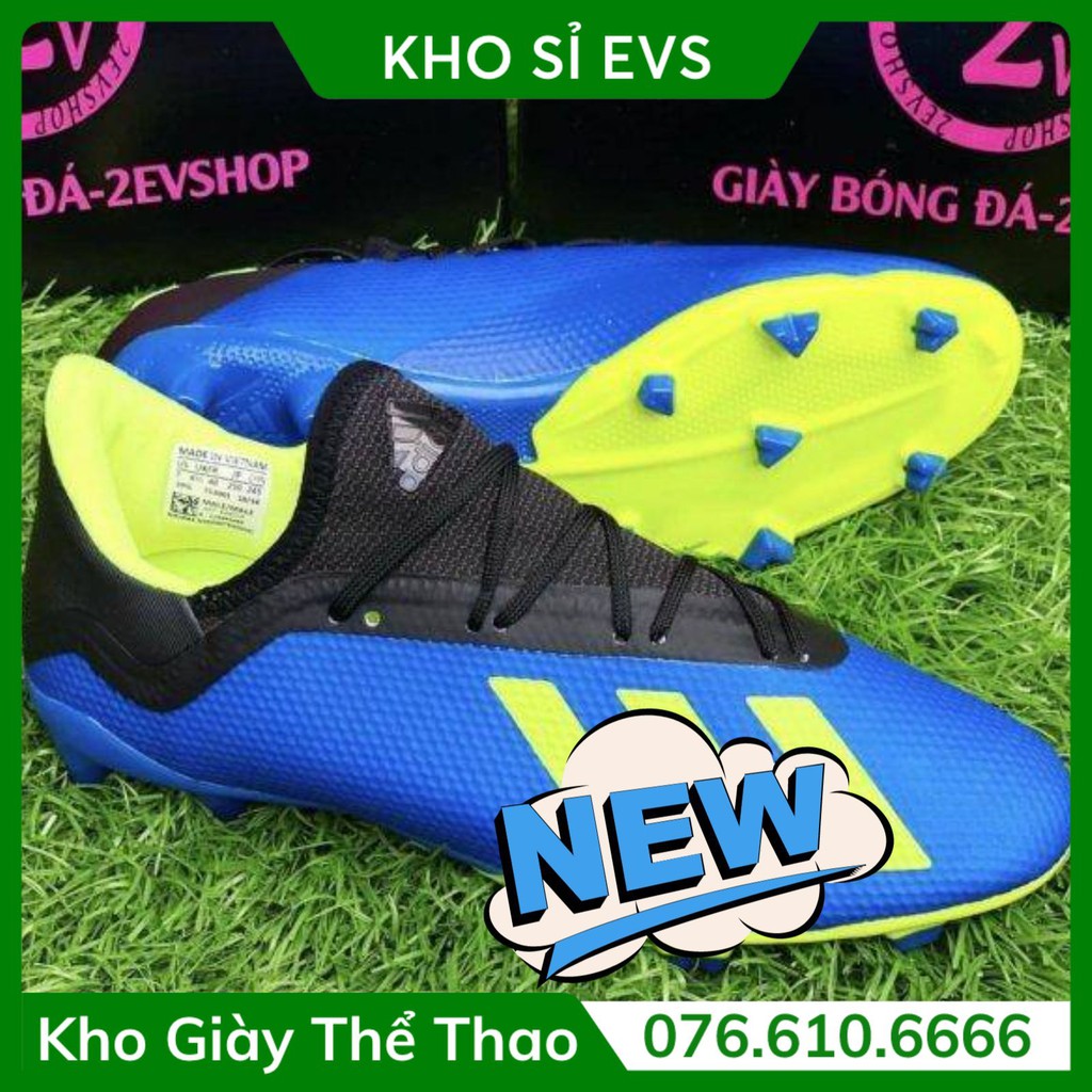 Giày Đá Bóng Sân Cỏ Thật 𝗙𝗚 𝗔𝗱𝗶.𝗱𝗮𝘀 𝗫𝟭𝟴 Xanh Biển Đã Khâu - Rẻ Vô Địch
