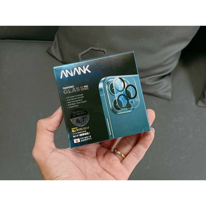 Kính cường lực cụm Camera Anank cho iPhone 12, 12 Pro, 12 Pro Max bảo vệ cụm camera siêu tốt ( Chính hãng )