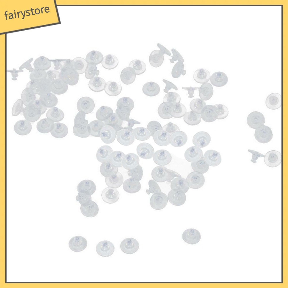 Set 100 nút chặn khuyên tai làm từ silicon không độc hại trong suốt tiện dụng