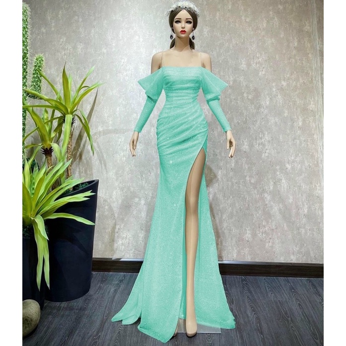 Đầm maxi dạ hội dự tiệc kim sa xẻ đùi sang trọng TRIPBLE T DRESS - size M/L - MS147Y