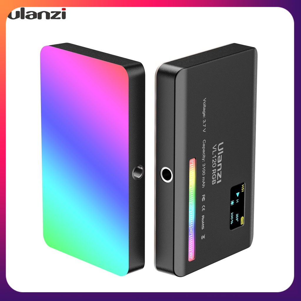 Đèn Led Mini Ulanzi Vl120 Rgb 2500k-9000k Cri95 + 20 Hiệu Ứng Ánh Sáng Kèm Phụ Kiện