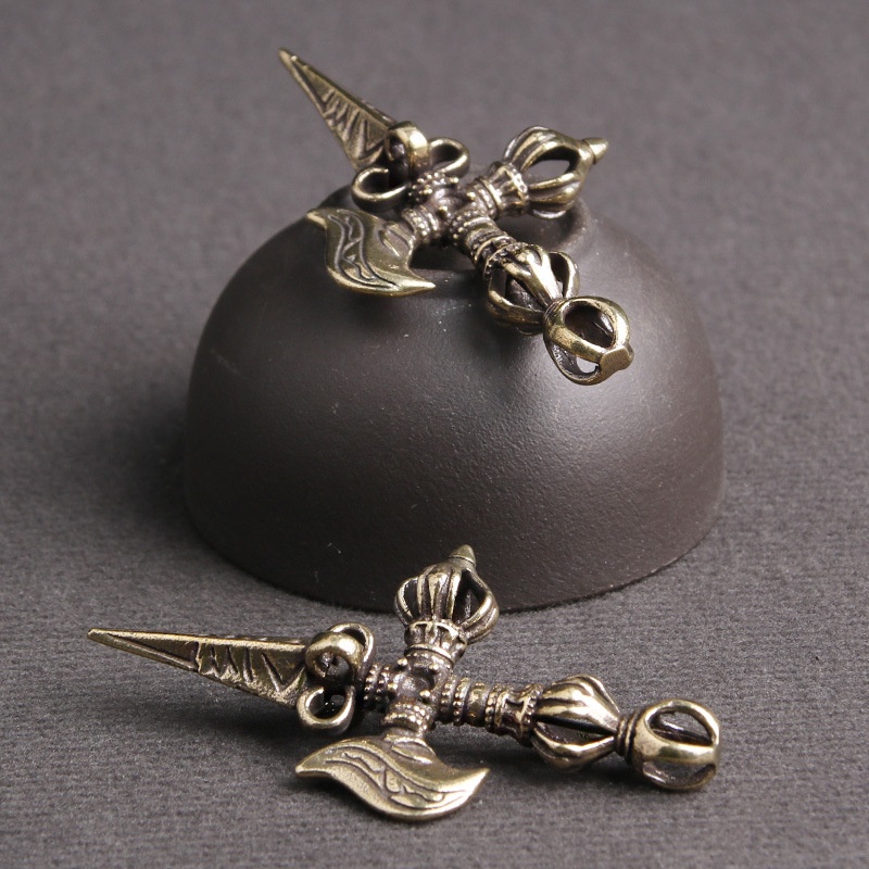 Mặt dây chuyền móc khóa trang sức hình lưỡi liềm bằng đồng thau phong cách Tây Tạng thời trang