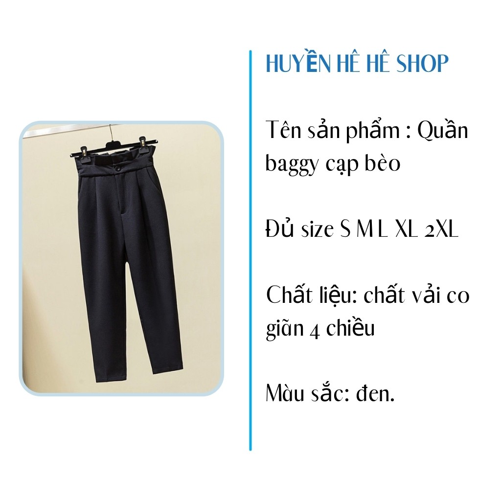 Quần baggy vải nữ cạp cao , cạp bèo, quần tây ống suông co giãn thời trang cao cấp