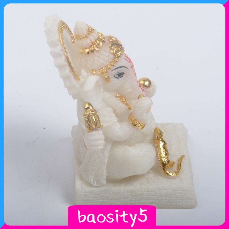 Set 5 Mô Hình Tượng Thần Voi Ganesha Bằng Nhựa Resin Màu Trắng Màu Sắc