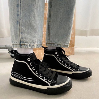 Giày vải canvas cổ cao phong cách harajuku hàn quốc thời trang mới năm 2021 cho nữ