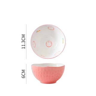 Sét bát gấu hồng siêu xinh decor trang trí bàn ăn, bát ăn cơm hoạ tiết thỏ cà rốt cực xinh yêu