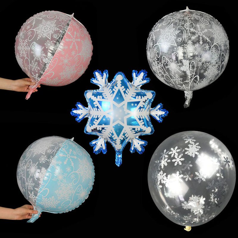 Bong Bóng Lá Nhôm Latex Trong Suốt 22inch 4D Hình Bông Tuyết Trắng Trang Trí Tiệc Cưới/Sinh Nhật/Giáng Sinh