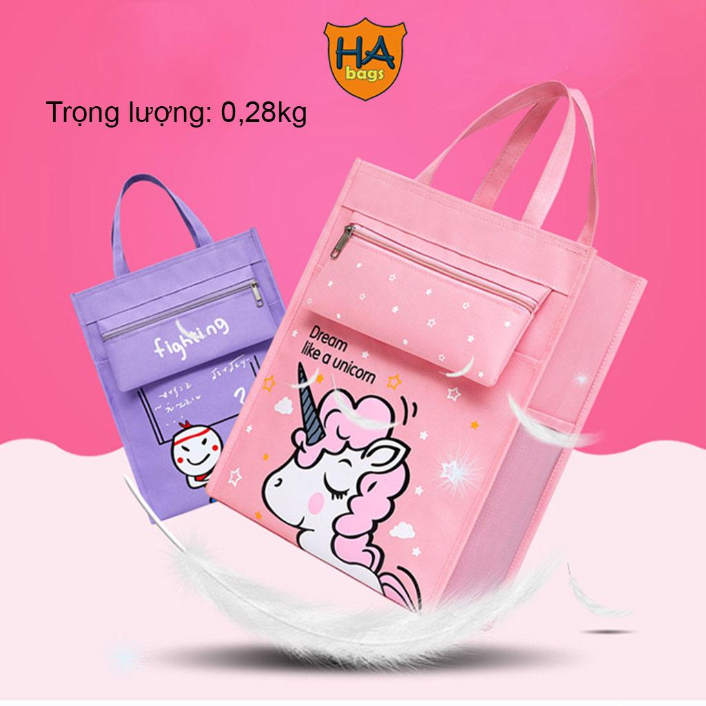 Túi xách để sách vở học thêm, học hè HABAGS cho học sinh mẫu giảo và tiểu học, kèm túi đựng bút bên ngoài HA1027