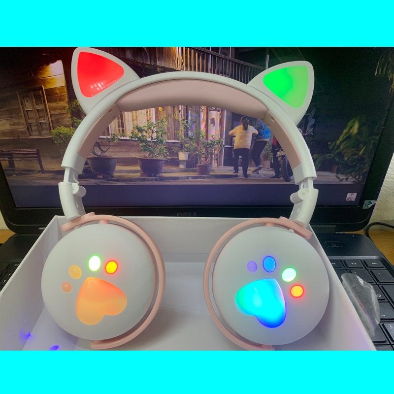 Tai Nghe Chụp Tai Kết Nối Bluetooth Tai Mèo BK1 Đèn LED Đổi Màu Âm Thanh Cực Hay Arhi Shop