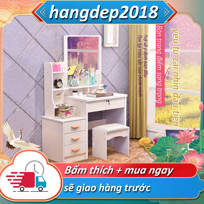 Bàn trang điểm tủ lưu trữ đơn giản hiện đại sang trọng nhẹ trong phòng ngủ Bàn trang điểm kèm kệ để đồ tiện lợi