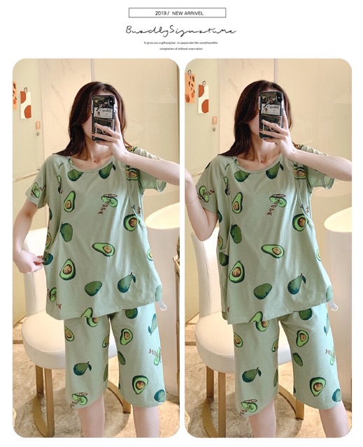 Đồ Bộ Lửng Cho Con Bú Mặc Nhà Bầu và Sau Sinh Chất Cotton Mỏng