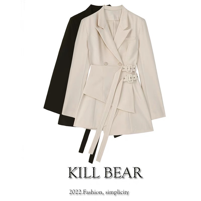 Váy có đai chít eo ngang hông hai màu đen trắng dễ phối đồ cho nữ