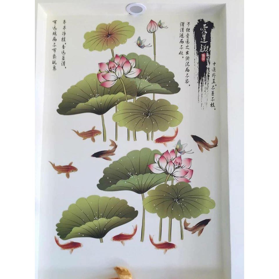 [Mẫu đẹp] Decal dán tường tranh phong thuỷ núi non, hoa sen trang trí phòng khách phòng ngủ | BigBuy360 - bigbuy360.vn