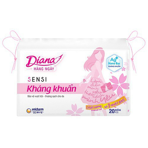 Bộ 6 gói Băng vệ sinh Diana hàng ngày Sensi kháng khuẩn gói 20 miếng