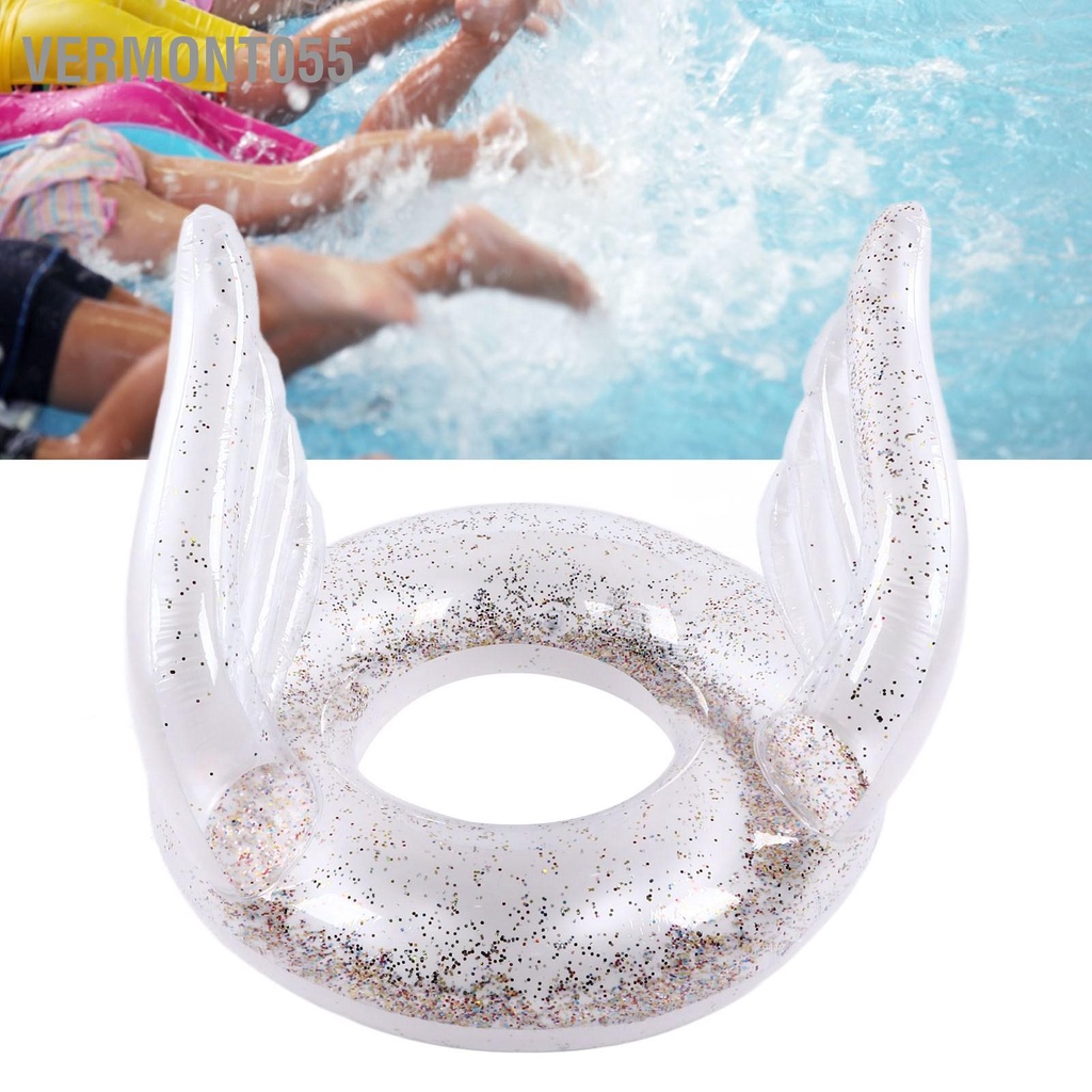 Vermont055 Vòng bơi bơm hơi Sequin Swim Angel Wing Shiny Floating Tube for Summer Pool Party Beach Đồ chơi