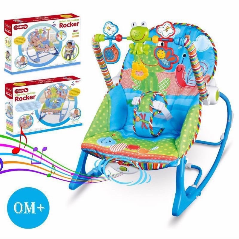 [ Lynh_kids88] Ghế rung nhún cao cấp, ghế bập bênh cho em bé IBaby-Tiibaby Rocker có nhạc và đồ chơi lục lạc