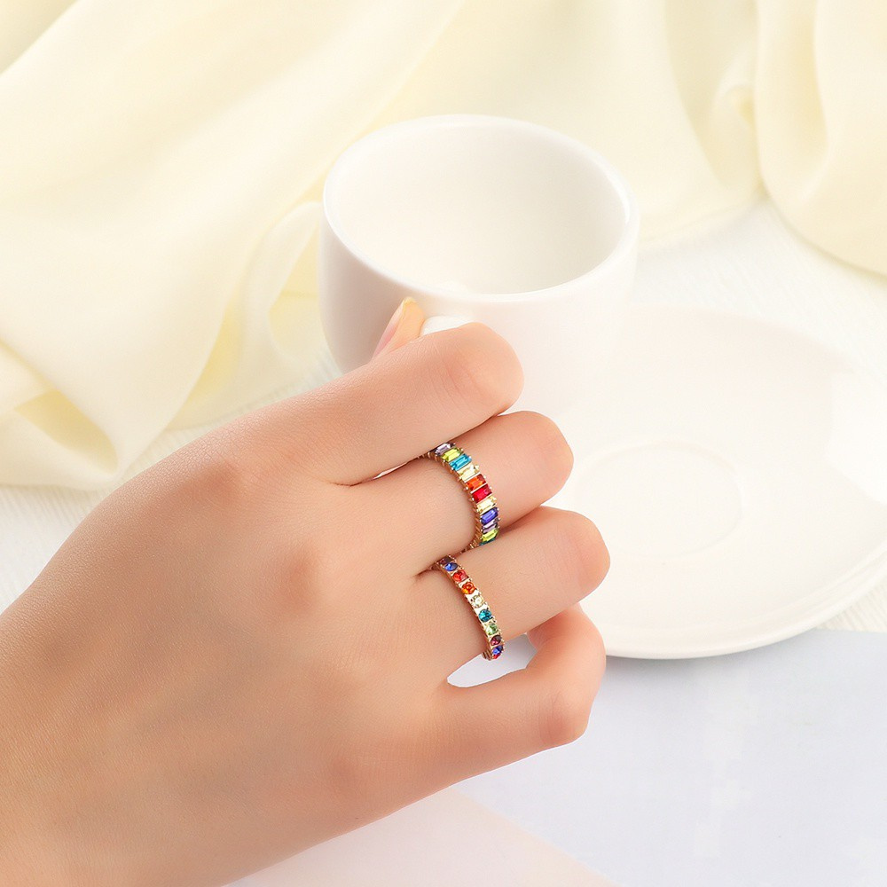 Nhẫn Đính Đá Nhiều Màu Lấp Lánh Thời Trang Cho Nữ