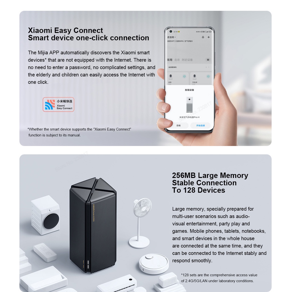 Bộ phát Wifi Router Xiaomi AX3000 Mesh Routers Wifi6 2.4G 5.0 GHz Full Gigabit 5G WiFi Repeater 4 Antennas