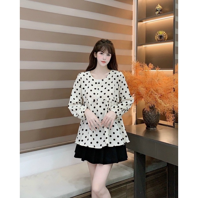 Áo Bầu siêu xinh -dáng baggydol,tay dài mặc thu ,hè -mặc đi làm ,đi chơi - freesize 43-68kg
