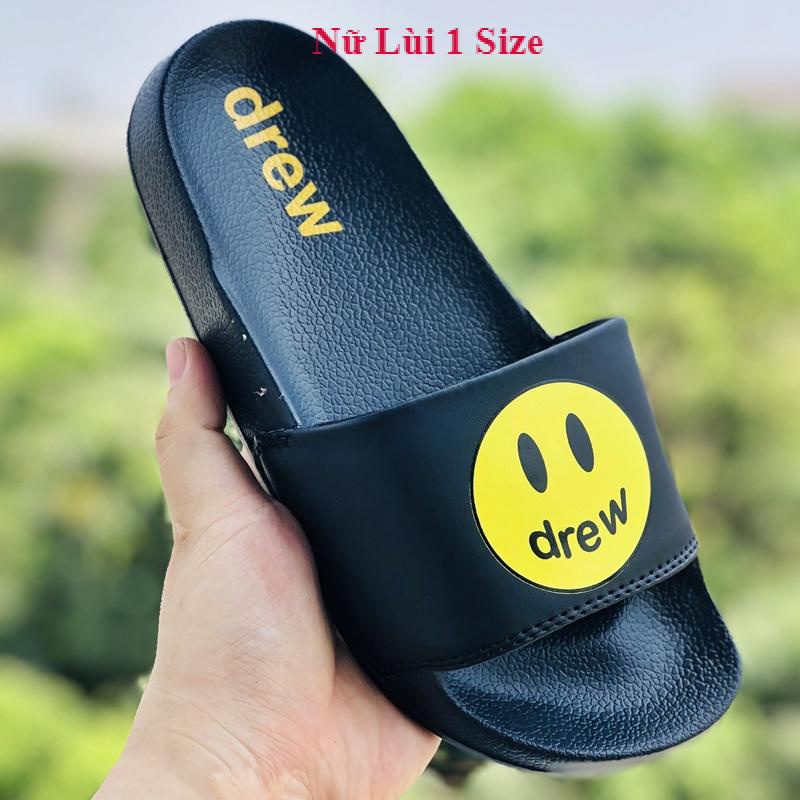 Dép 𝐃𝐑𝐄𝐖 ❤️FULL BOX + FREESHIP❤️ dép mlb drew house mặt cười quai ngang thể thao nam nữ chất xịn kèm tag mác, đen