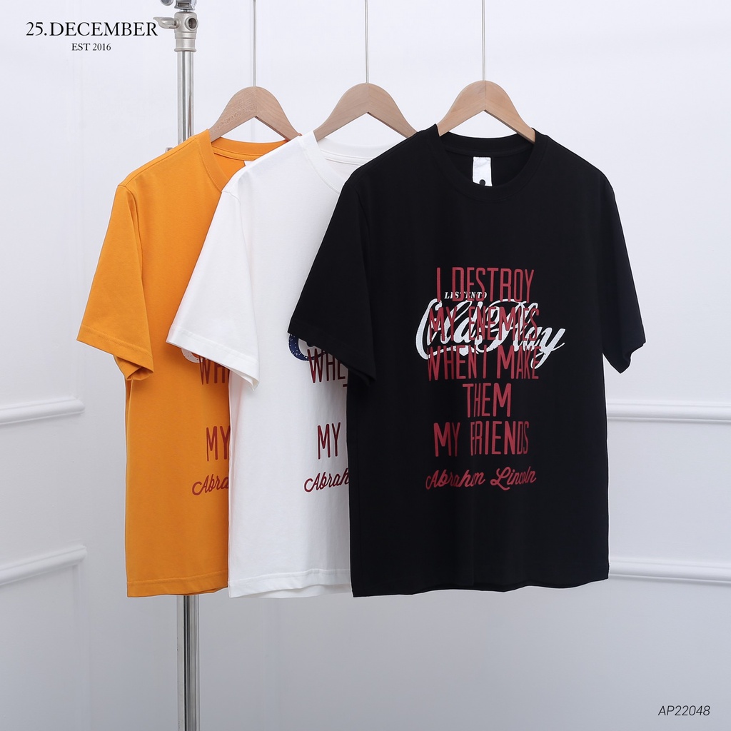 Áo phông họa tiết chữ, chất vải cotton đẹp - 25.December AP22048