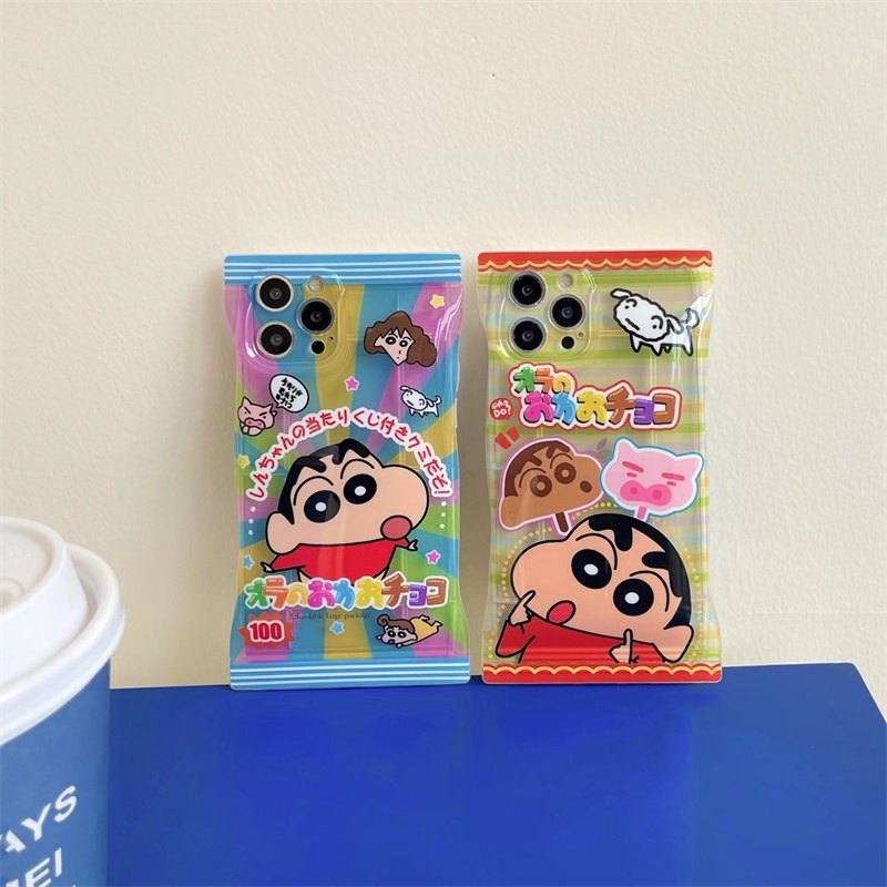 Shin-chan Dễ Thương iPhone 14/14ProMax/13ProMax/13Pro/13/12ProMax/12Pro/12/11Pro/11ProMax/Xsmax/X/Xr/7/8Plus Gói Kẹo Apple Couple Snack Vỏ Điện Thoại Di Động Vỏ Silicon Hài Hước Mới