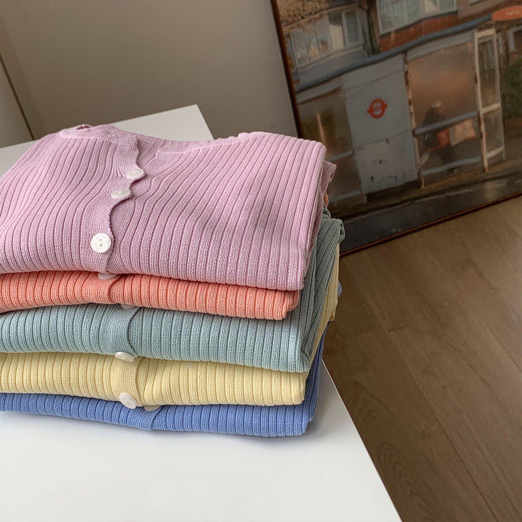 Áo khoác cardigan dệt kim tay ngắn cổ chữ V thời trang mùa hè Hàn Quốc 172091 cho nữ | BigBuy360 - bigbuy360.vn
