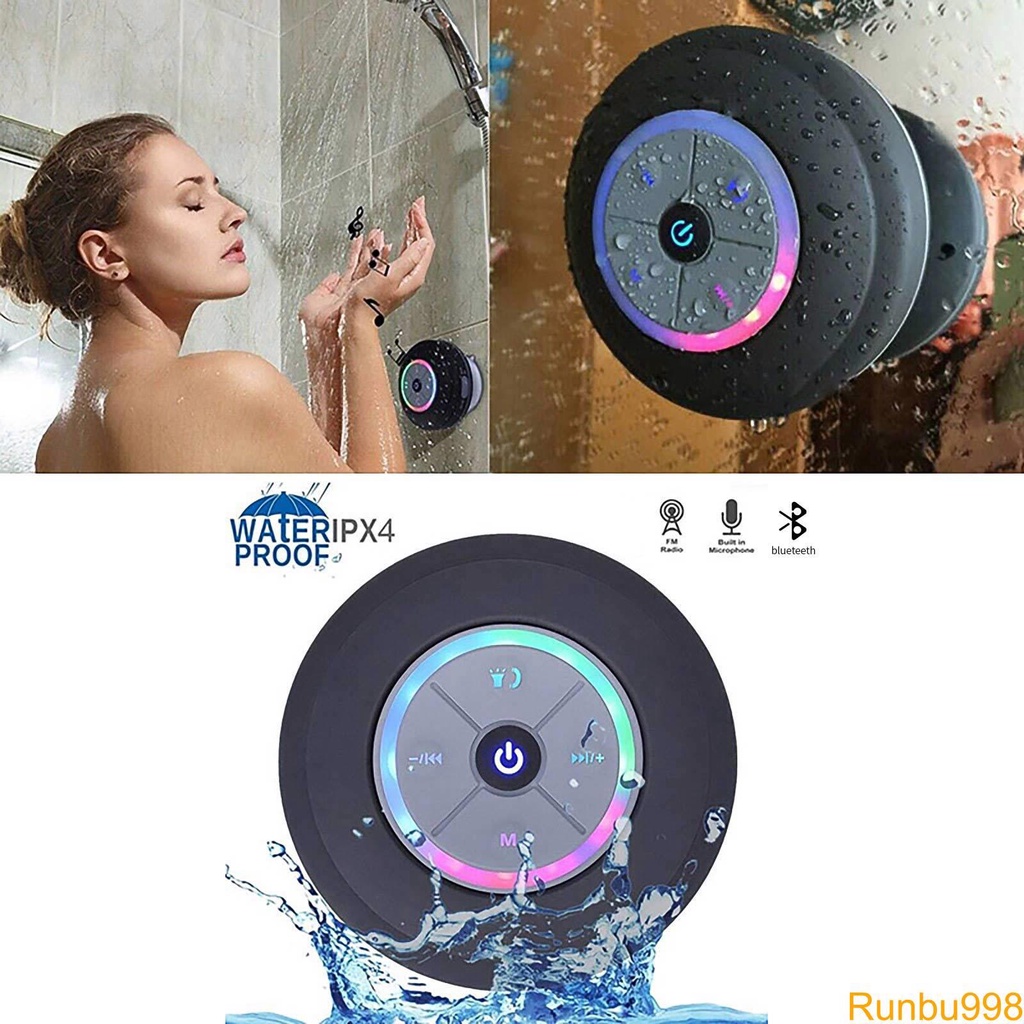 Loa tắm bluetooth 4 0 chống nước di động không càn dùng tay với mic tích hợp kiểm soát thời gian sử dụng trong 2 giờ